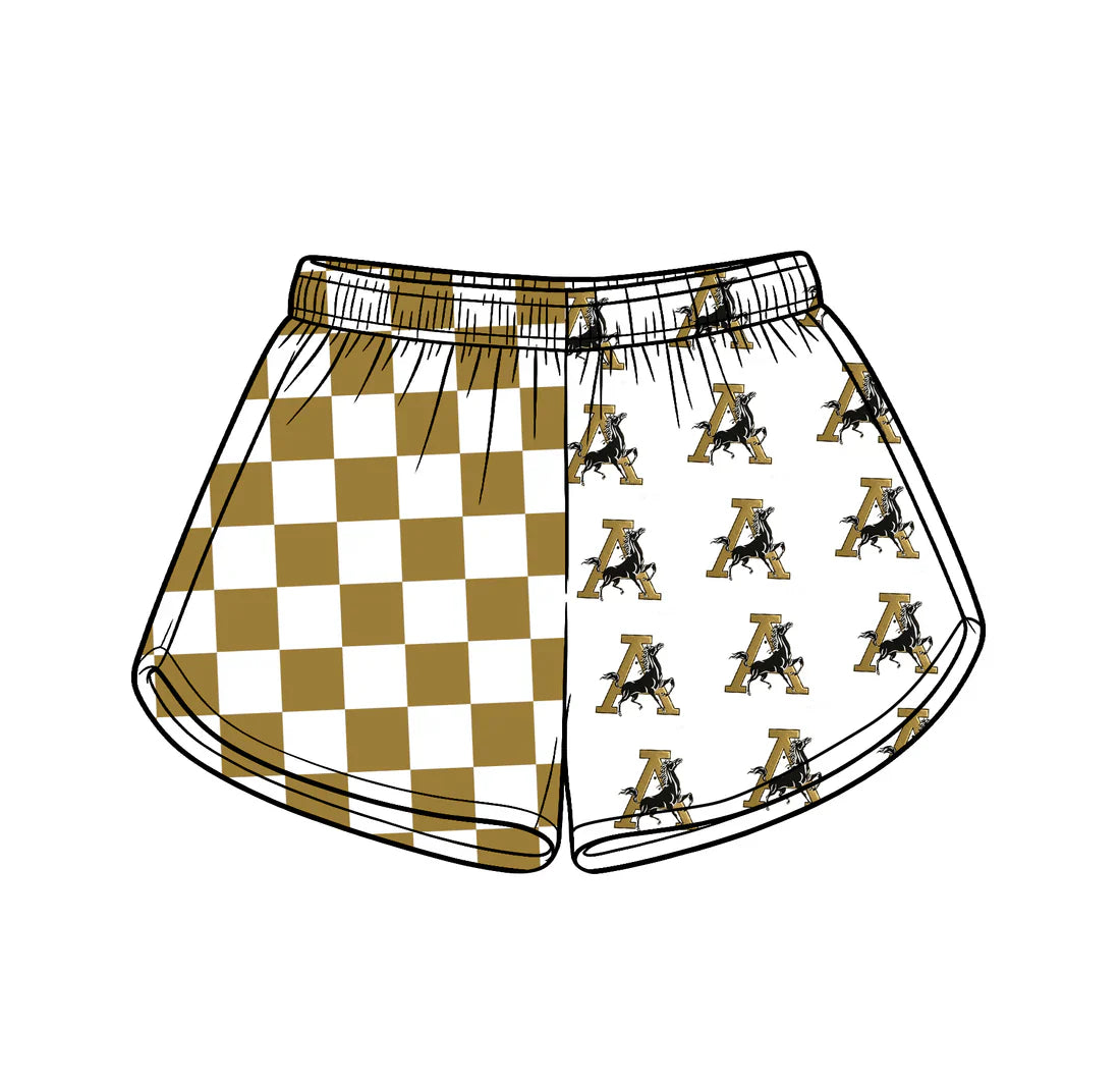 ( Moq 5 ) Baby Girls Kids A Horse Checked Team Shorts Summer Clothes