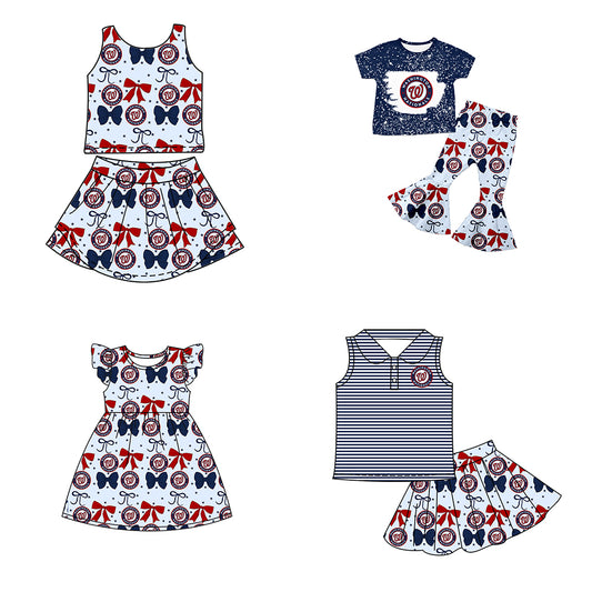( Moq 5 each style ) Baby Boy Girl Toddler W Team Bows ‌Sibling Dress Set 6.17