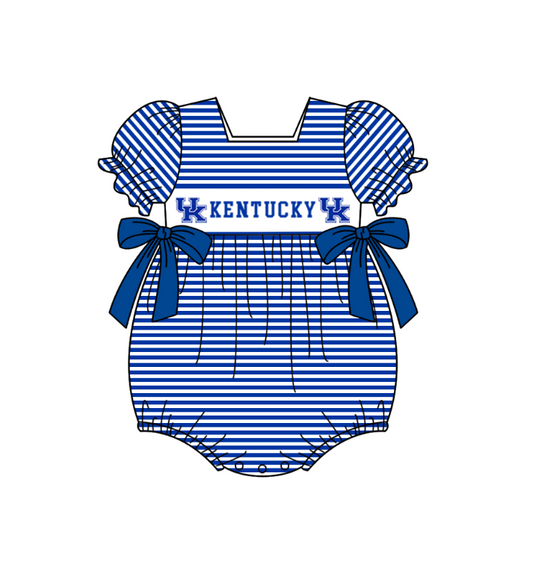 ( Moq 5 ) Baby Girls Kids Short Sleeves Blue Stripes Bows Team Romper 1.29