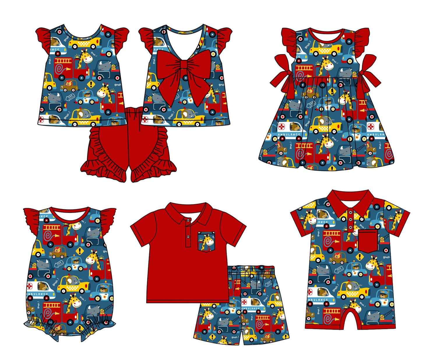 Baby Boy Girl Animals Sibling Matching Dress Romper Clothes Set ( Moq 5 Each style )