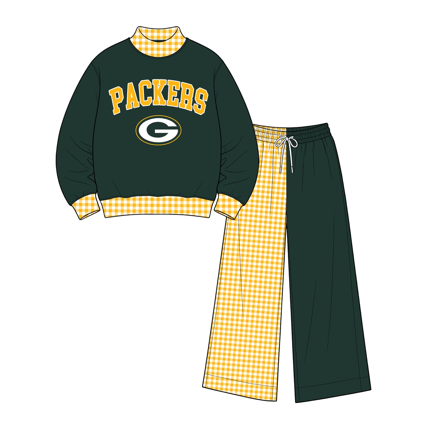 ( Moq 5 ) Baby Girls Kids Long Sleeves Shirt Plaid Pants Team Set Clothes
