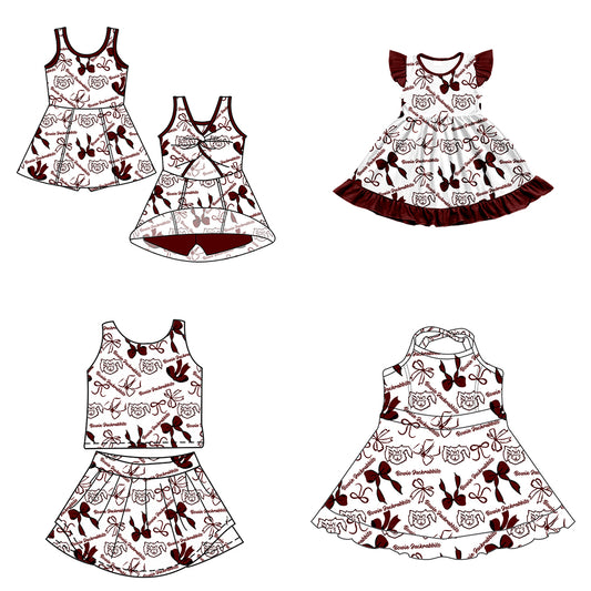( Moq 5 each style ) Baby Girl Toddler Team Bows Sibling Dress Set