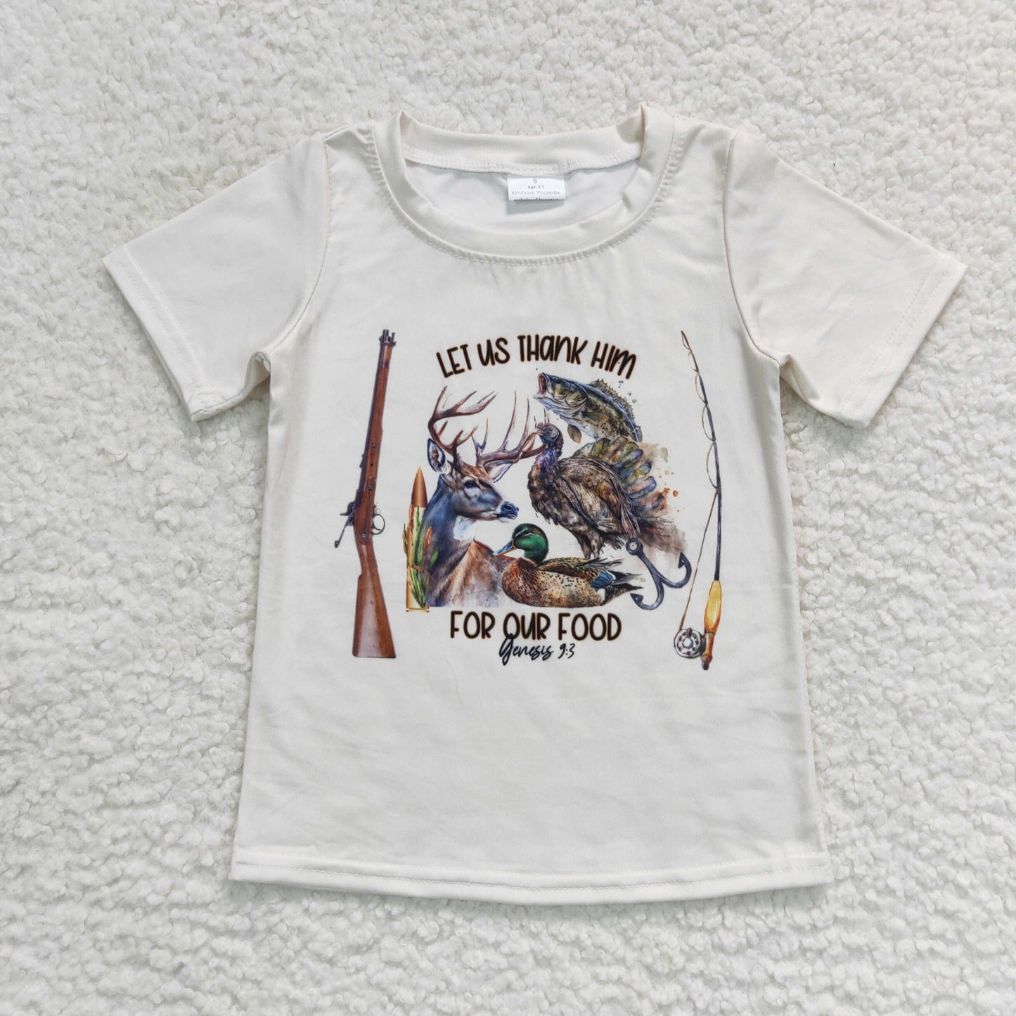 BT0340 Baby Boy Short Sleeves Hunting Duck Fish Shirt