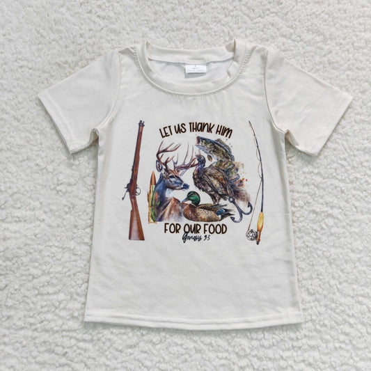 BT0340 Baby Boy Short Sleeves Hunting Duck Fish Shirt