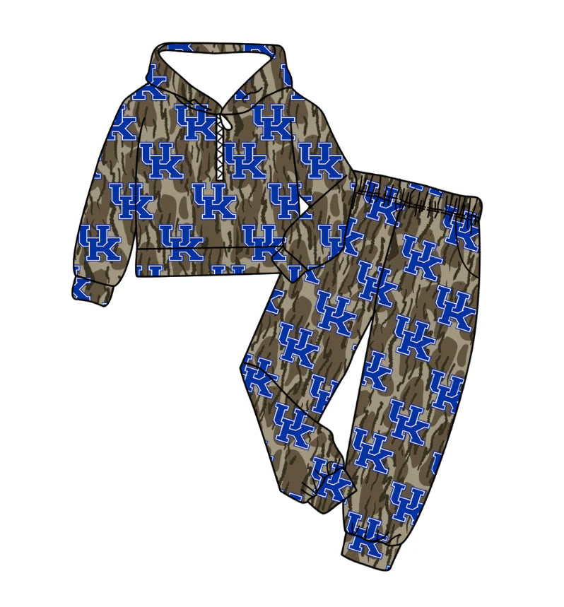 ( Moq 5 ) Baby Kids Toddler Camo Long Sleeves Hoodie Zipper UK Shirt Pockets Pants Team Set