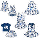( Moq 5 each style ) Baby Girl Toddler Blue Team Bows Sibling Skort Dress Set 6.6
