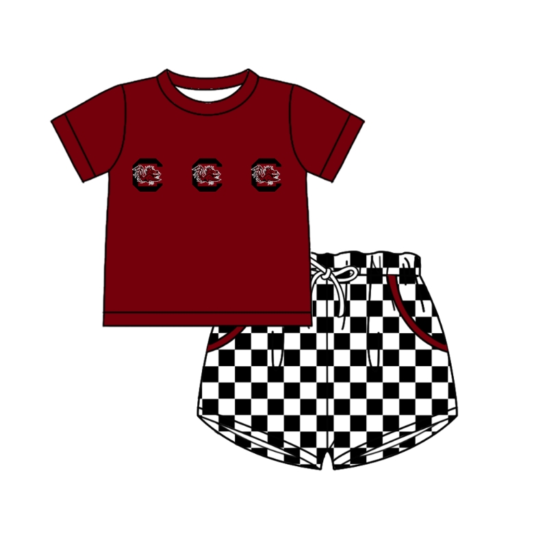 ( Moq 5 Each Style ) Baby Boys Girls Toddler Chicken Plaid Sibling Shorts Sets Team Clothing
