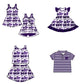 ( Moq 5 each style ) Baby Boy Girl Toddler Team Tigers Purple Bows Sibling Shirt Dress Set 6.23