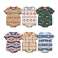 ( Moq 5 Each Style ) Sibling Baby Boys Infant Bows Short Sleeves Western Aztec Rompers Summer Clothes
