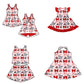 ( Moq 5 each style ) Baby Girl Toddler Team Red Grey Bows Sibling Dress Set 6.27
