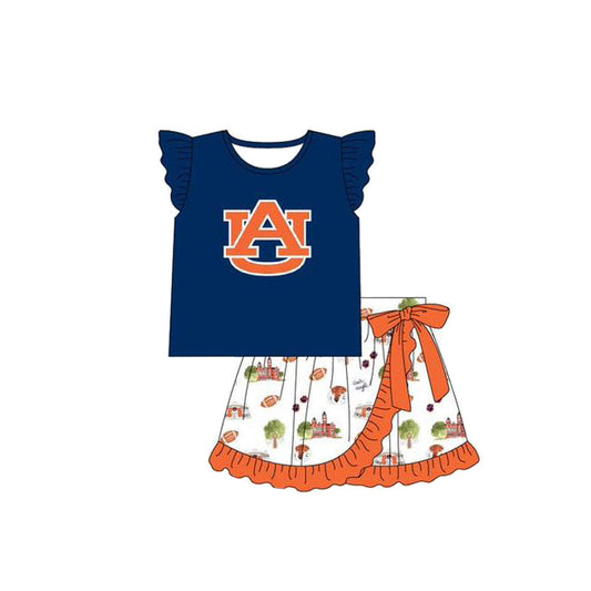 Baby Girl Short Sleeves Team Tunic Tiger Ruffle Skirt Clothes Set Moq 5