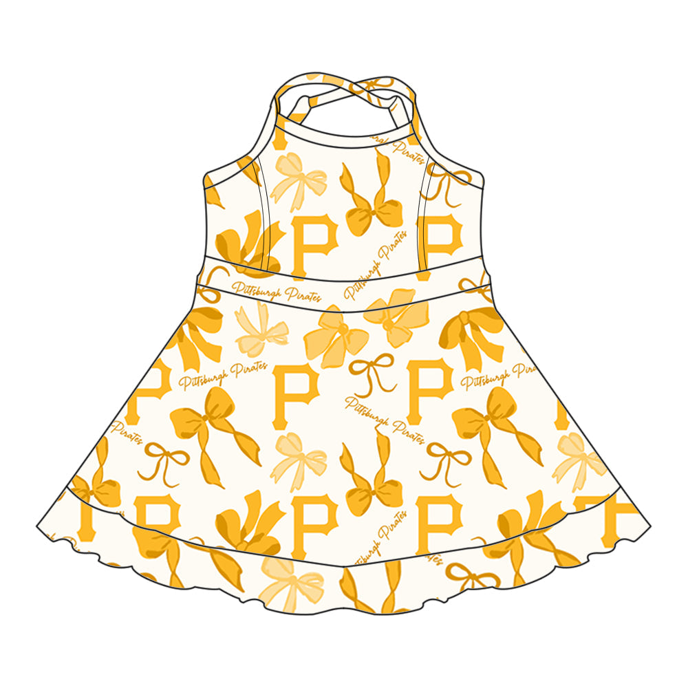 ( Moq 5 each style ) Baby Girl Team P Bows Sibling Dress Set 5.22