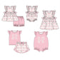Baby Boy Girl Flower Pink Bows Sibling Dress Romper Clothes Set ( Moq 5 Each style )11.30