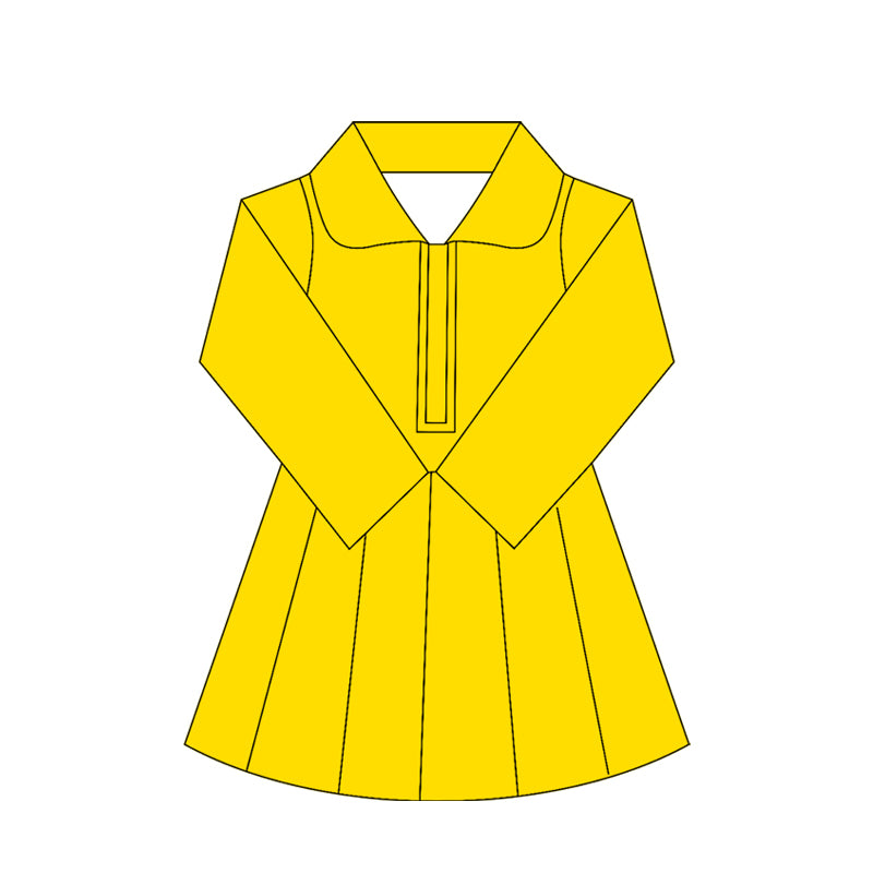 ( Moq 10 ) Baby Girl Yellow Long Sleeves Zipper Activity Wear Yoga Knee Length Dress