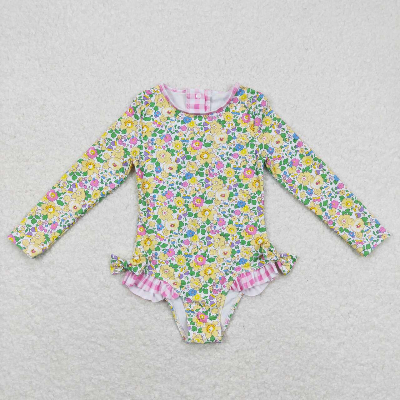 Baby Girl Long Sleeves Floral One Piece Summer Swimsuit