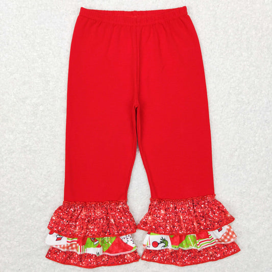 P0358 Baby Girl Red Christmas Ruffle Pants