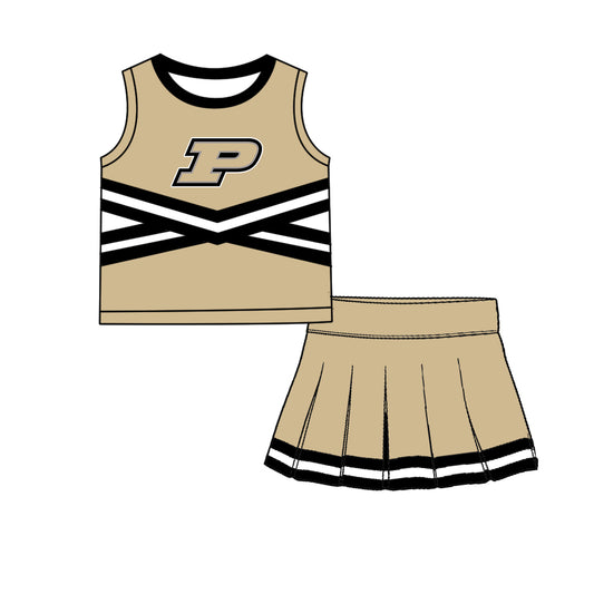 ( Moq 5 ) Baby Girls Kids Sleeveless Vest Skirt Shots Team Set Clothes