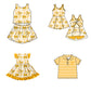 ( Moq 5 each style ) Baby Boy Girl Toddler P Team Yellow Bows Sibling Shirt Dress Set 6.21