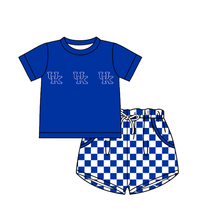 ( Moq 5 Each Style ) Baby Boys Girls Toddler Plaid Sibling Shorts Sets Team Blue Clothing
