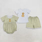 Sibling Baby Boys Kids Embroidery Dogs Shirt Shorts Set Stripes Romper Summer Clothes RTS