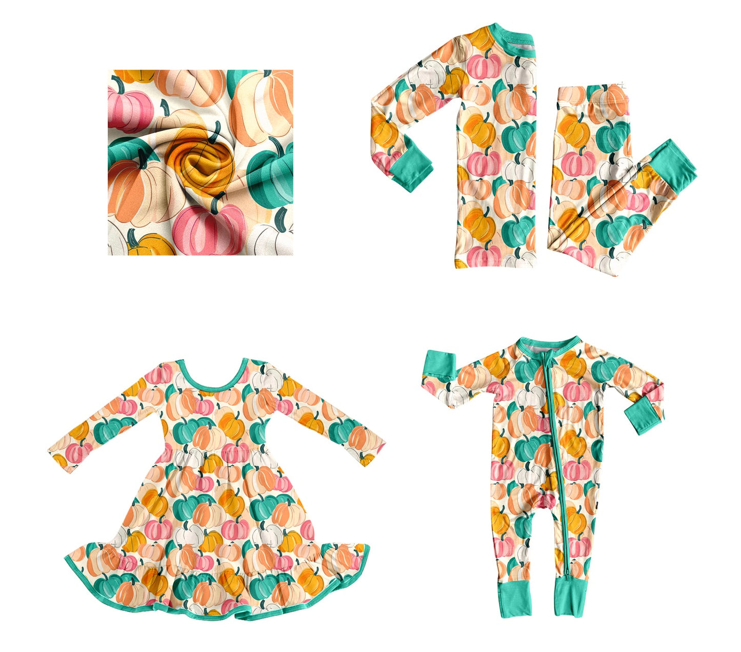 ( Moq 5 Each Style ) Baby Kids Toddler Pumpkins Fall Sibling Romper Dress Set