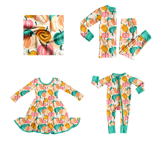 ( Moq 5 Each Style ) Baby Kids Toddler Pumpkins Fall Sibling Romper Dress Set