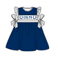 ( Moq 5 ) Baby Girls Toddler Navy Short Sleeves Team Knee Length Dress