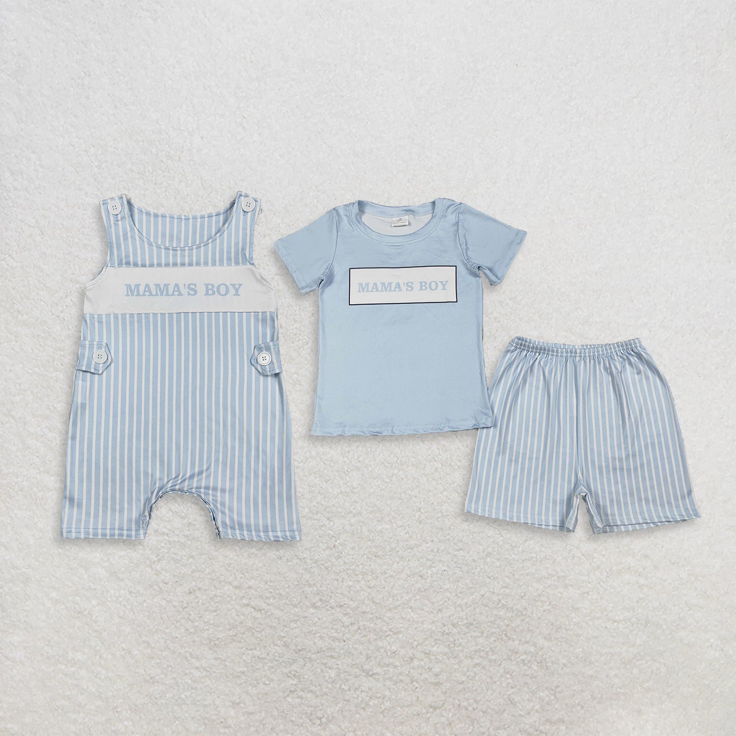 Sibling Baby Boy Kids Mama's Boy Blue Stripes Rompers Set Clothes RTS
