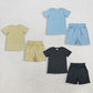 Sibling Baby Boys Kids Short Sleeves Shirts Pockets Shorts Summer Cotton Sets Clothes RTS