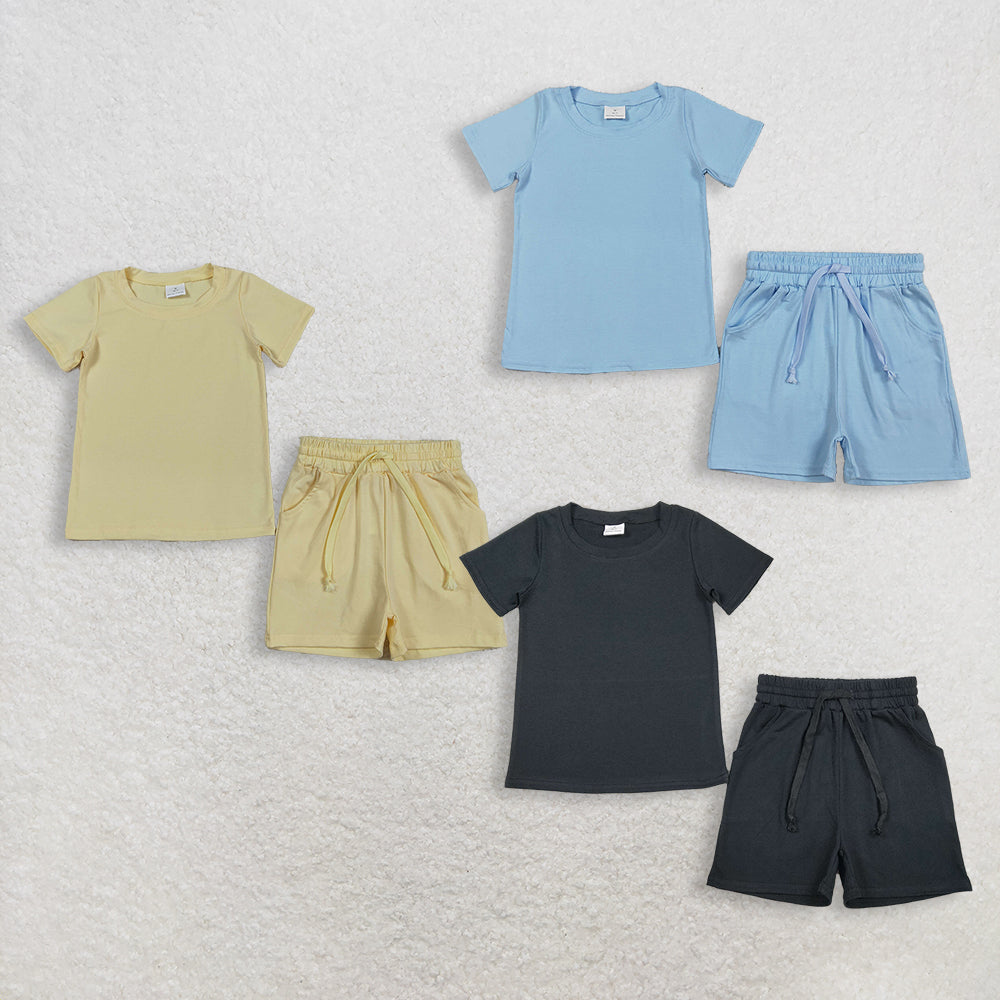 Sibling Baby Boys Kids Short Sleeves Shirts Pockets Shorts Summer Cotton Sets Clothes RTS