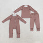 Sibling Baby Boys Kids Long Sleeves Plaid Zipper Footie Romper Pajamas Set Clothes RTS
