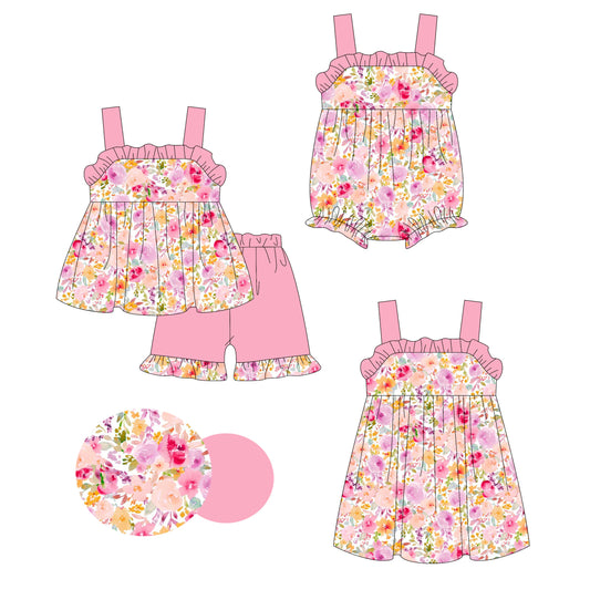 Baby Girl Straps Flower Ruffle Sibling Romper Dress Set ( Moq 5 Each Style ) 3.3