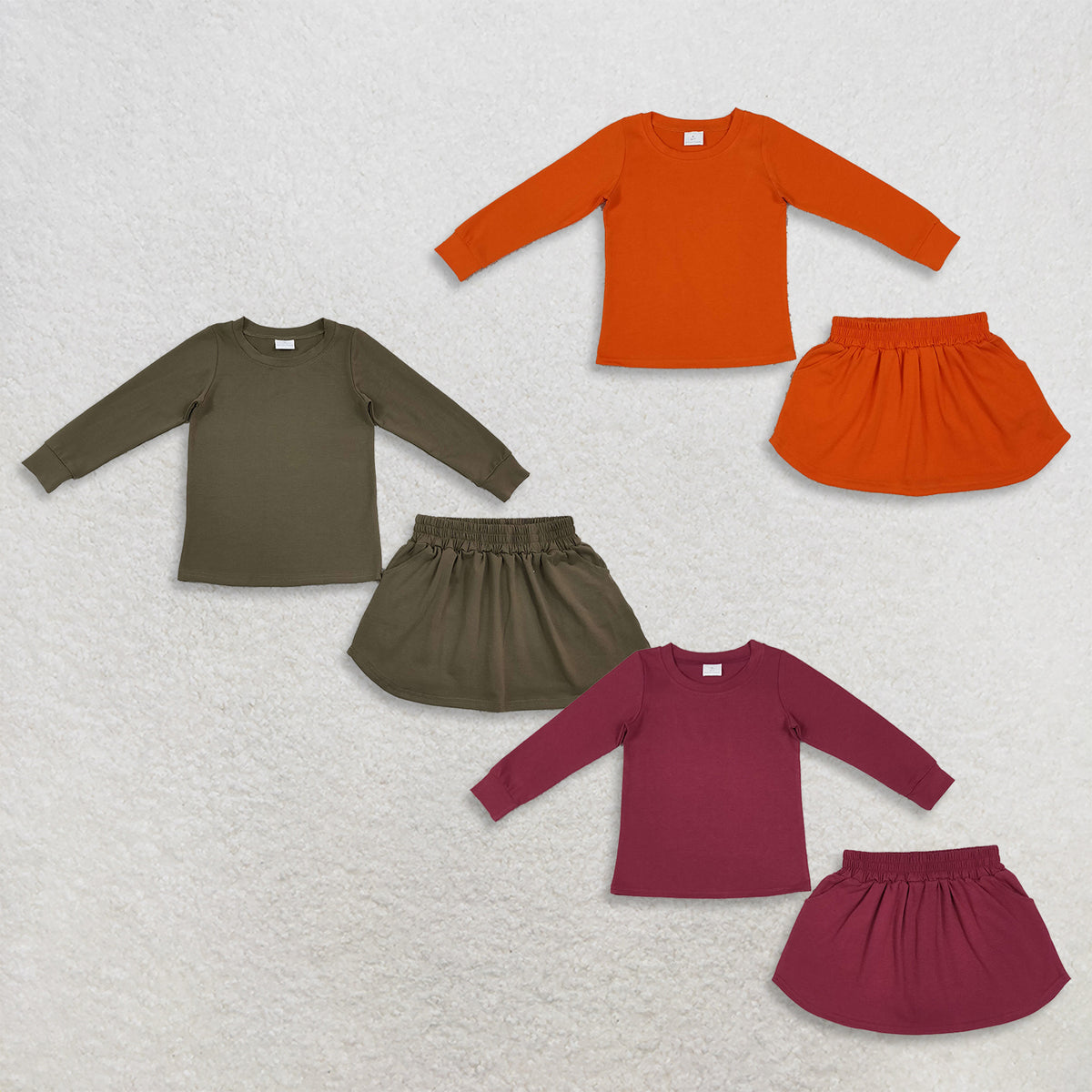 Sibling Baby Girls Kids Long Sleeves Shirts Pockets Skirts Shorts Cotton Sets Clothes RTS