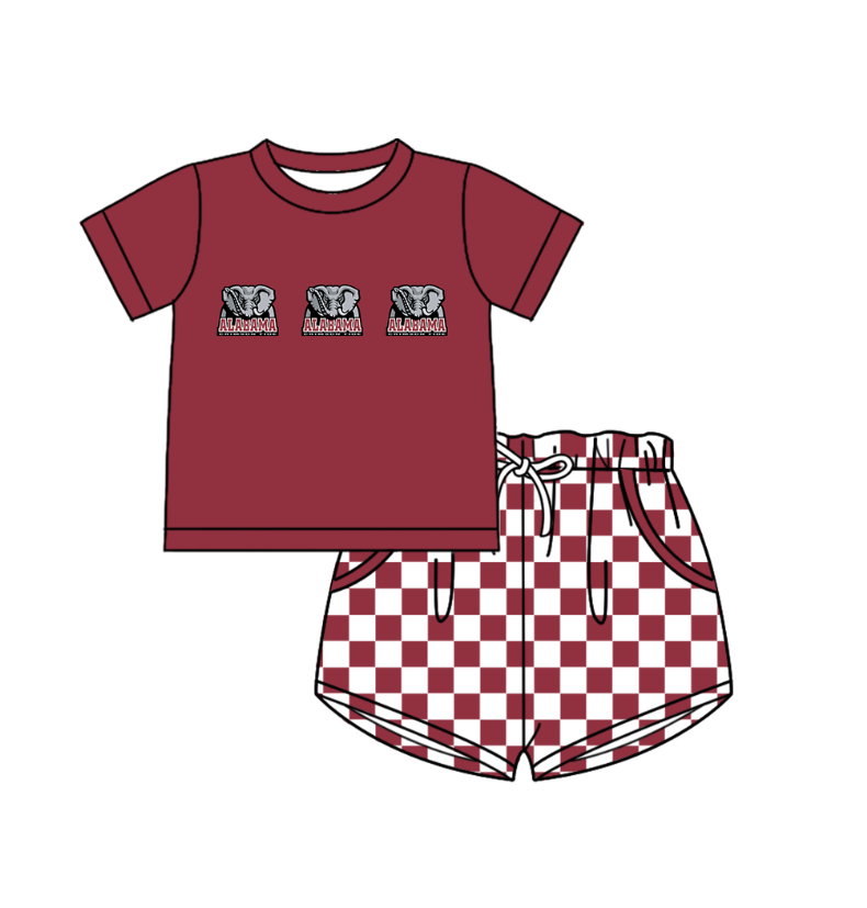 ( Moq 5 Each Style ) Baby Boys Girls Toddler Elephant Plaid Sibling Shorts Sets Team Clothing