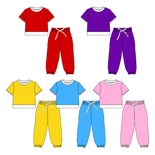 ( Moq 5 Each Style ) Sibling Baby Girls Kids Short Sleeves Cotton Shirts Pants Sets Clothes