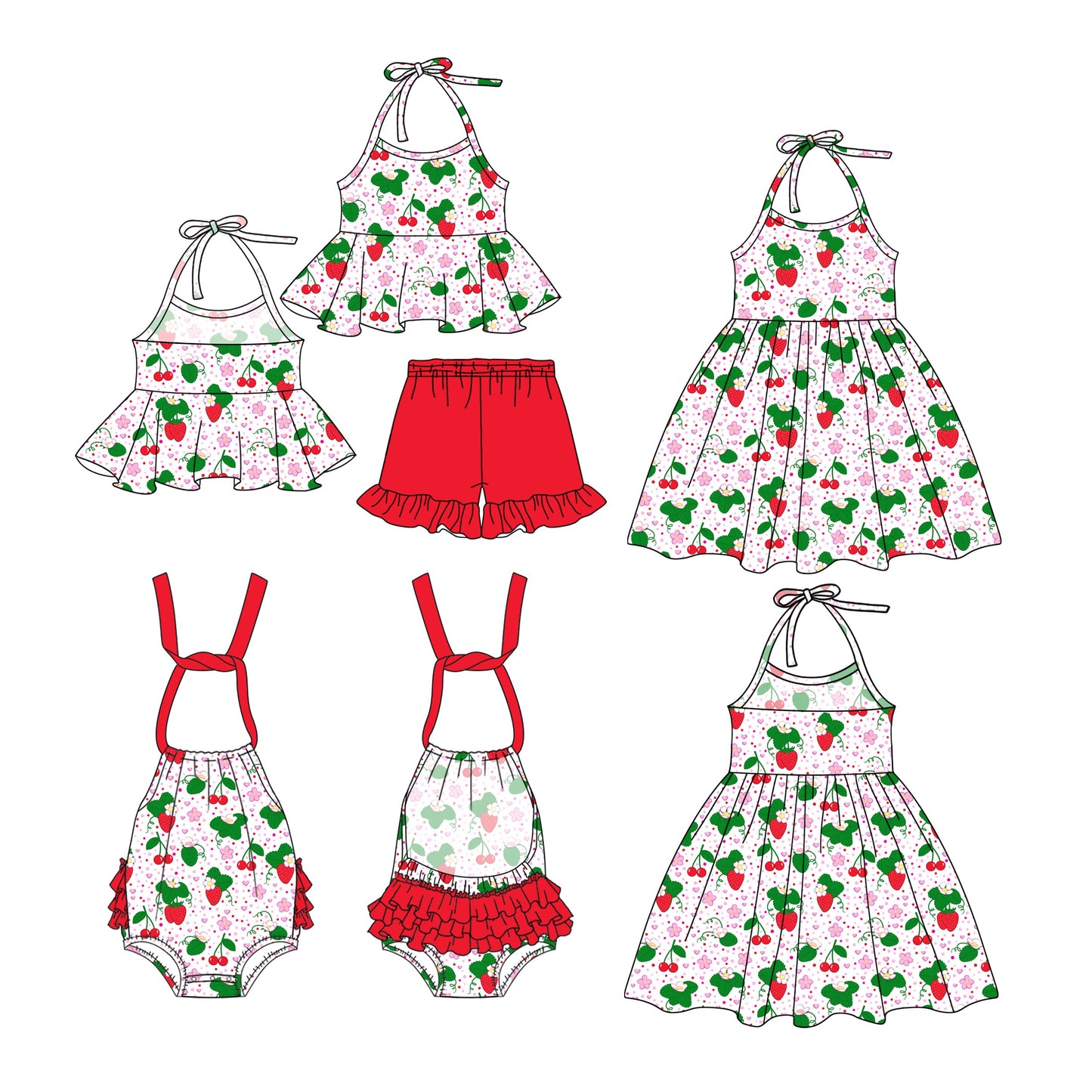 Baby Girl Flower Strawberry Sibling Dress Romper Set ( Moq 5 Each Style ) 1.4