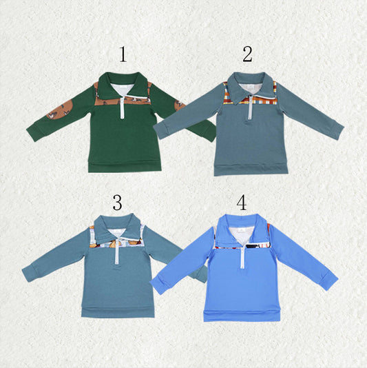 Baby Boy Toddler Long Sleeves Shirt Sibling Kids Zipper Pullover Tops RTS