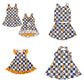 ( Moq 5 each style ) Baby Girl Toddler I Team Bows Cheer Sibling Checked Dress Set 6.30