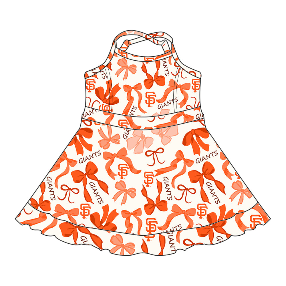 ( Moq 5 each style ) Baby Girl Team SF Bows Sibling Dress Set 5.17