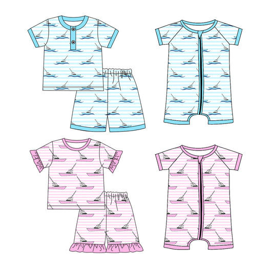 Baby Boy Girl Short Sleeves Boats Sibling Romper Set ( Moq 5 Each Style ) 1.7