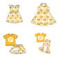 ( Moq 5 each style ) Baby Boy Girl Toddler Team Yellow Bows ‌Sibling Dress Set