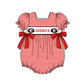 ( Moq 5 ) Baby Girls Kids Short Sleeves Red Stripes Bows Team Romper