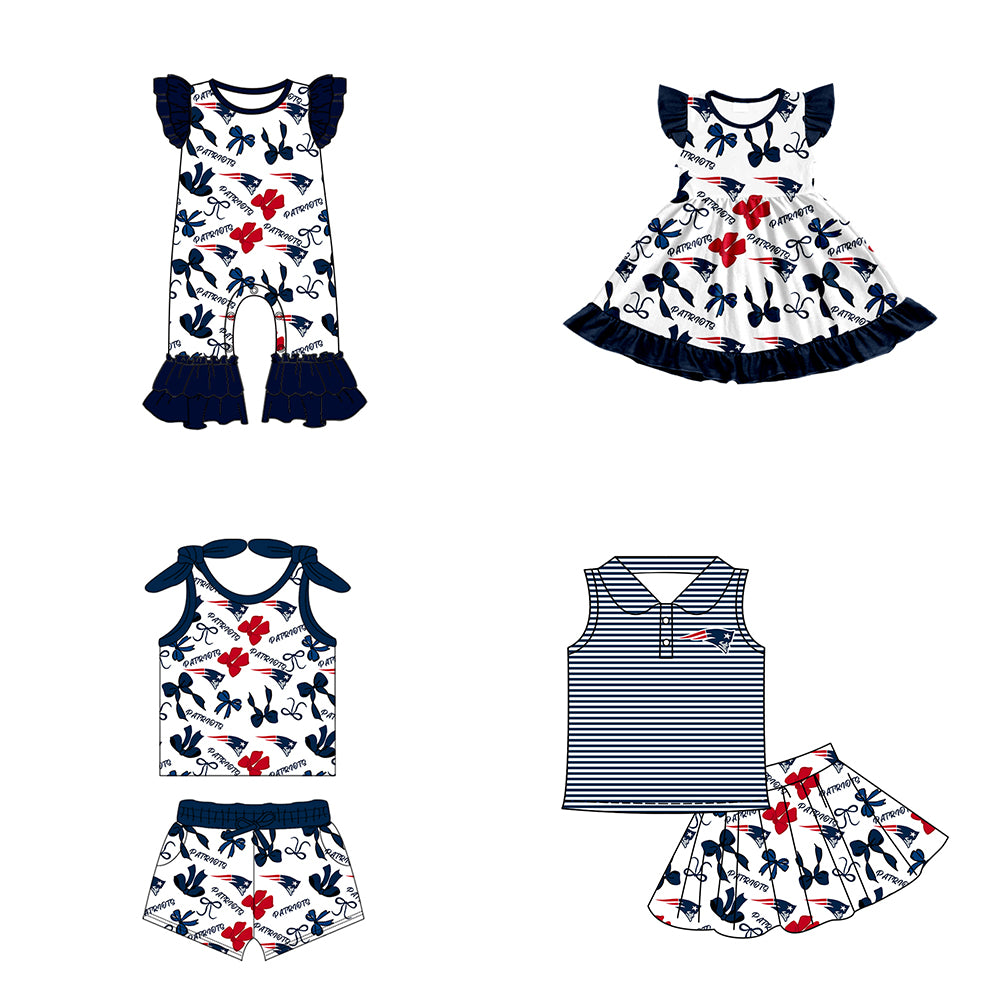 ( Moq 5 each style ) Baby Girl Toddler Team Bows Sibling Romper Dress Set 7.10