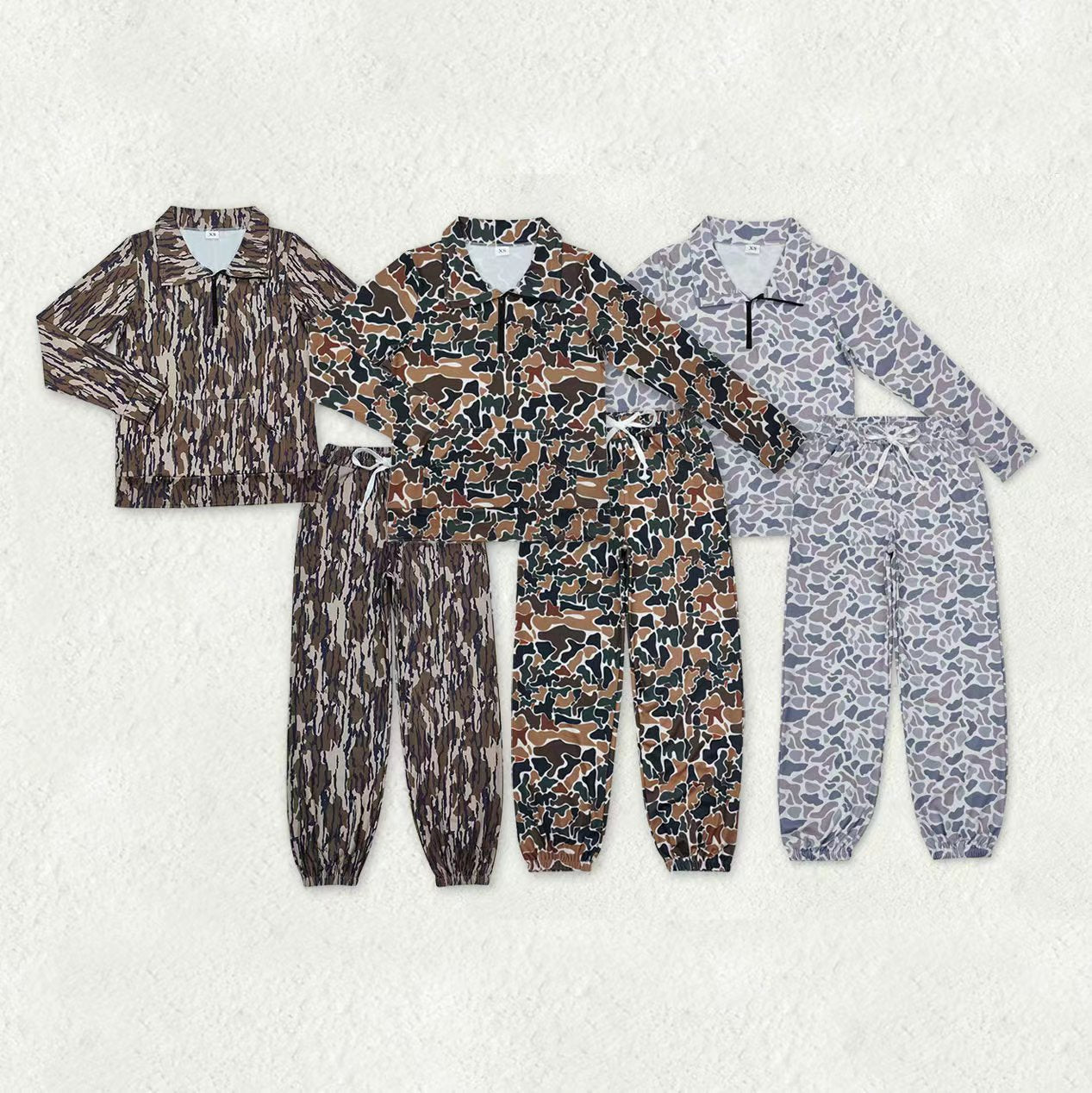 Sibling Adult Women Long Sleeves Camo Zipper Pullover Yoga Pockets Pants Clothes Sets RTS