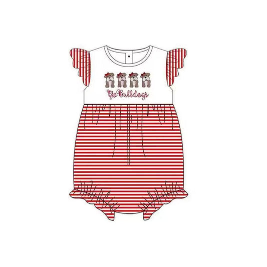 Baby Girl Red Stripes Team Romper