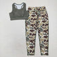 Adult Women Green Vest Camo Pants Yoga Sports Set