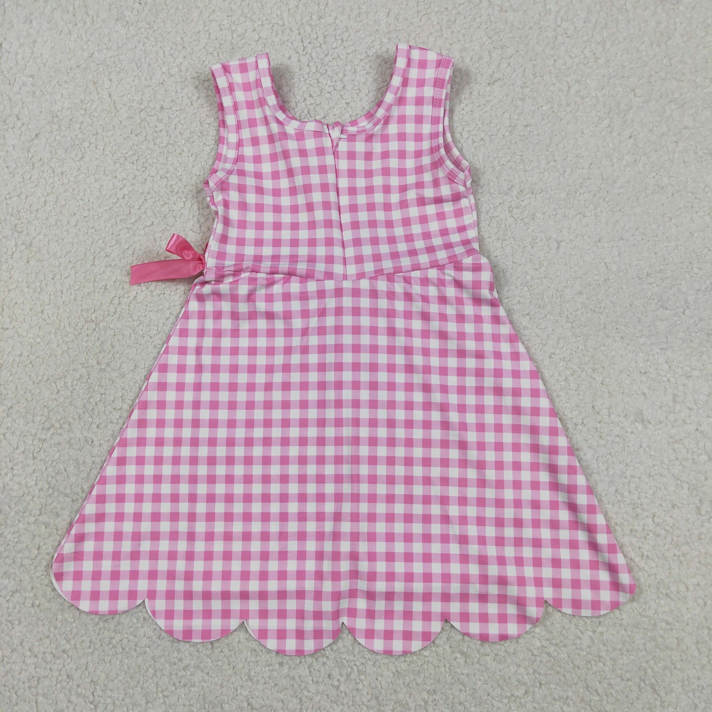 Sibling Baby Girls Plaid Bows Ruffle Yoga Active Shorts Knee Length Scallop Dresses RTS
