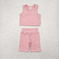 Baby Girl Pink Best Shirt Pockets Shorts Clothes Yoga Active Wear Set RTS
