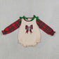 Sibling Baby Girls Kids Long Sleeves Embroidery Plaid Bows Romper Set Christmas Clothes RTS