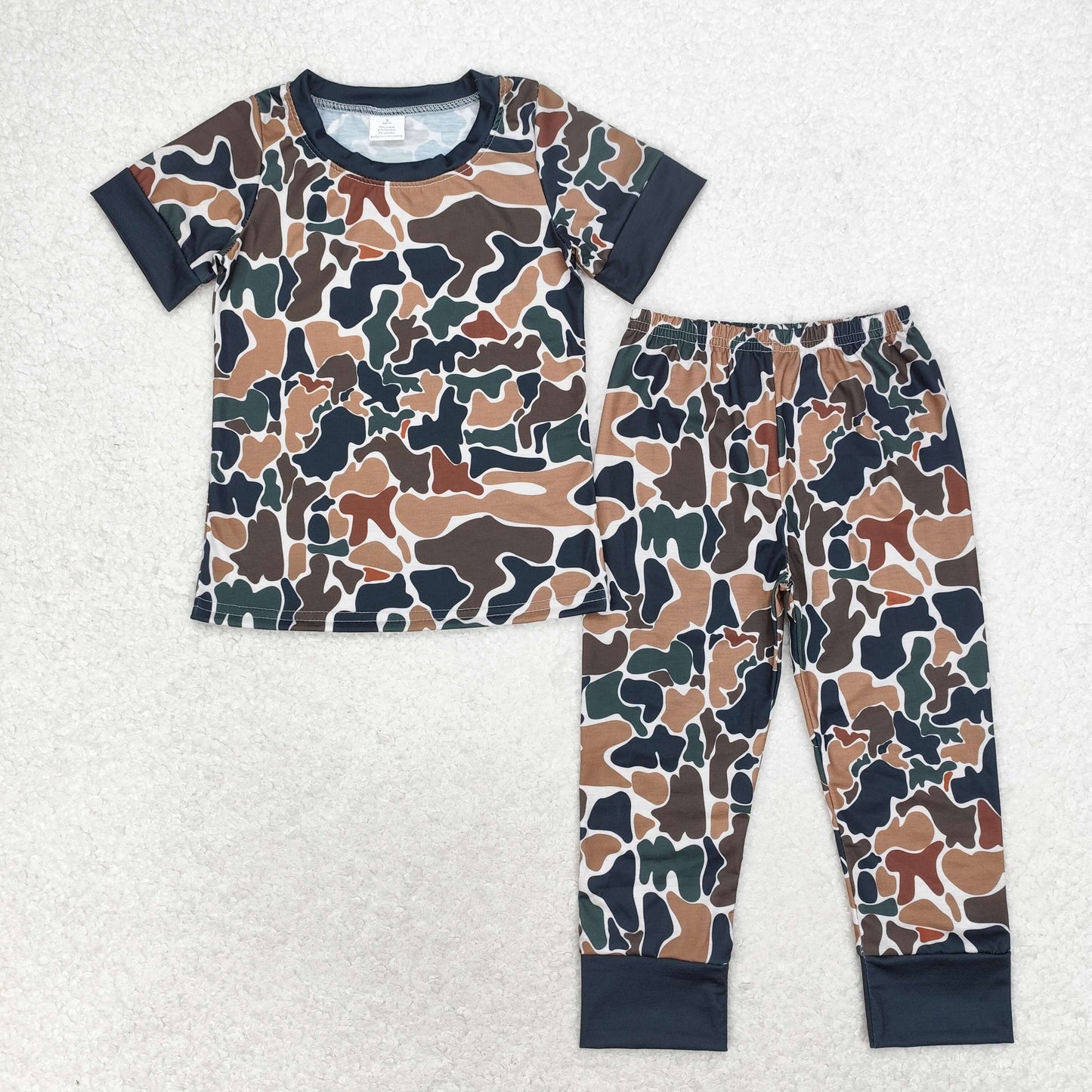 RTS Baby Boy Short Sleeves Brown Camo Shirt Pants Pajamas Bamboo Set